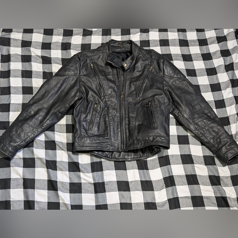 Vintage Black Leather Riding Jacket